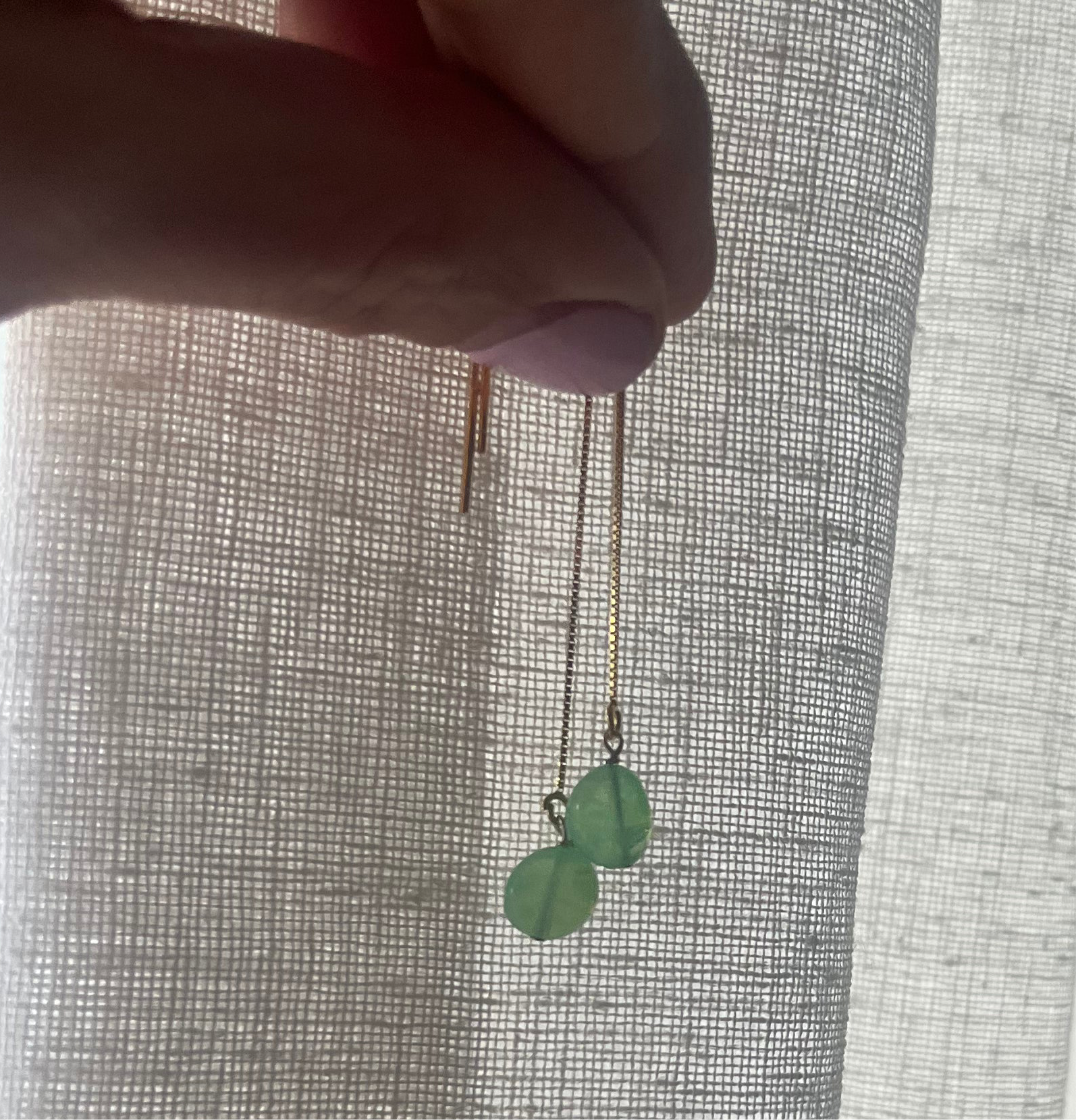 Natural Green Opal Thread Earrings