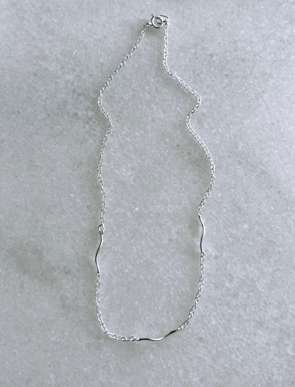 Solid Silver Curvy Style Necklace