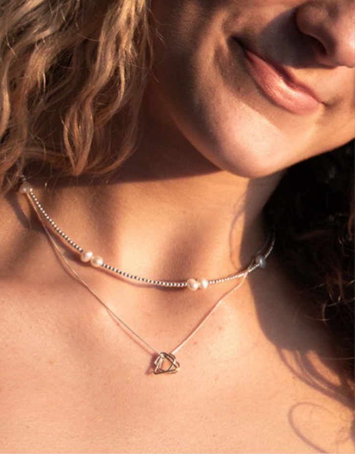 Solid Silver And Pearl Necklace