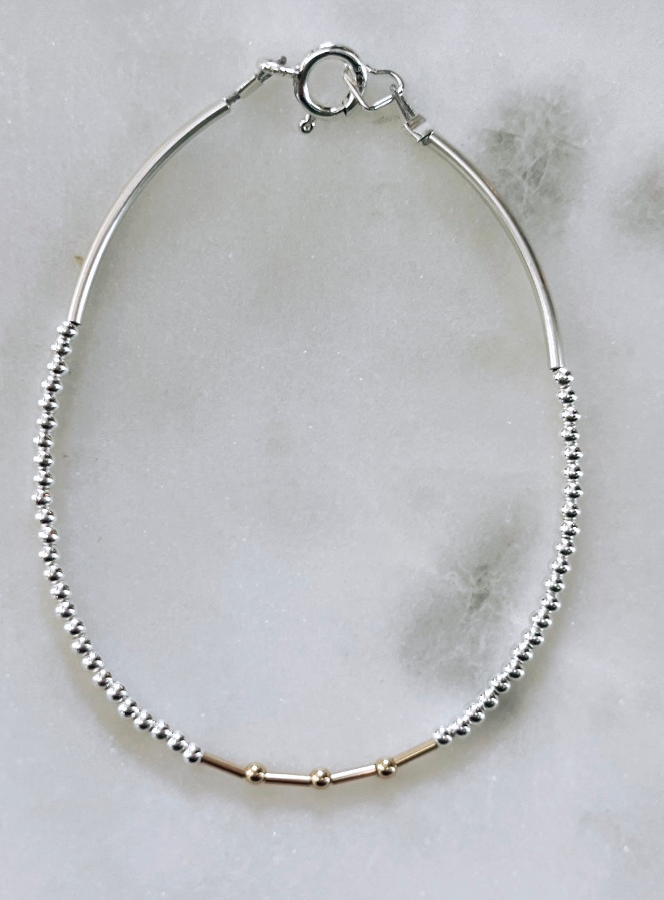 Solid Silver Petite Style Gold Bracelet