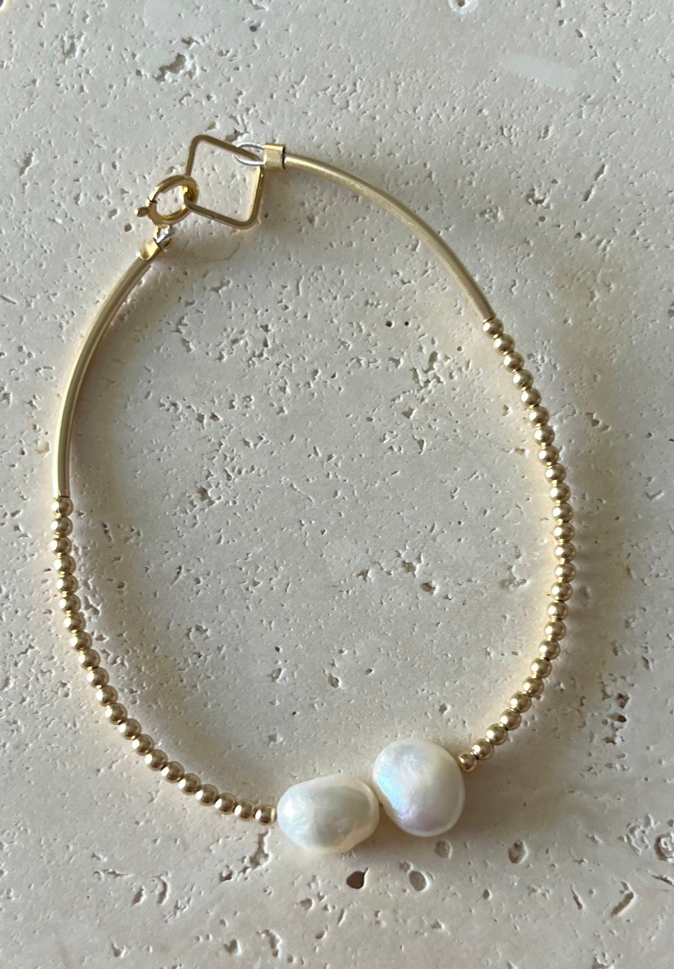 Double Pearl Gold Bracelet