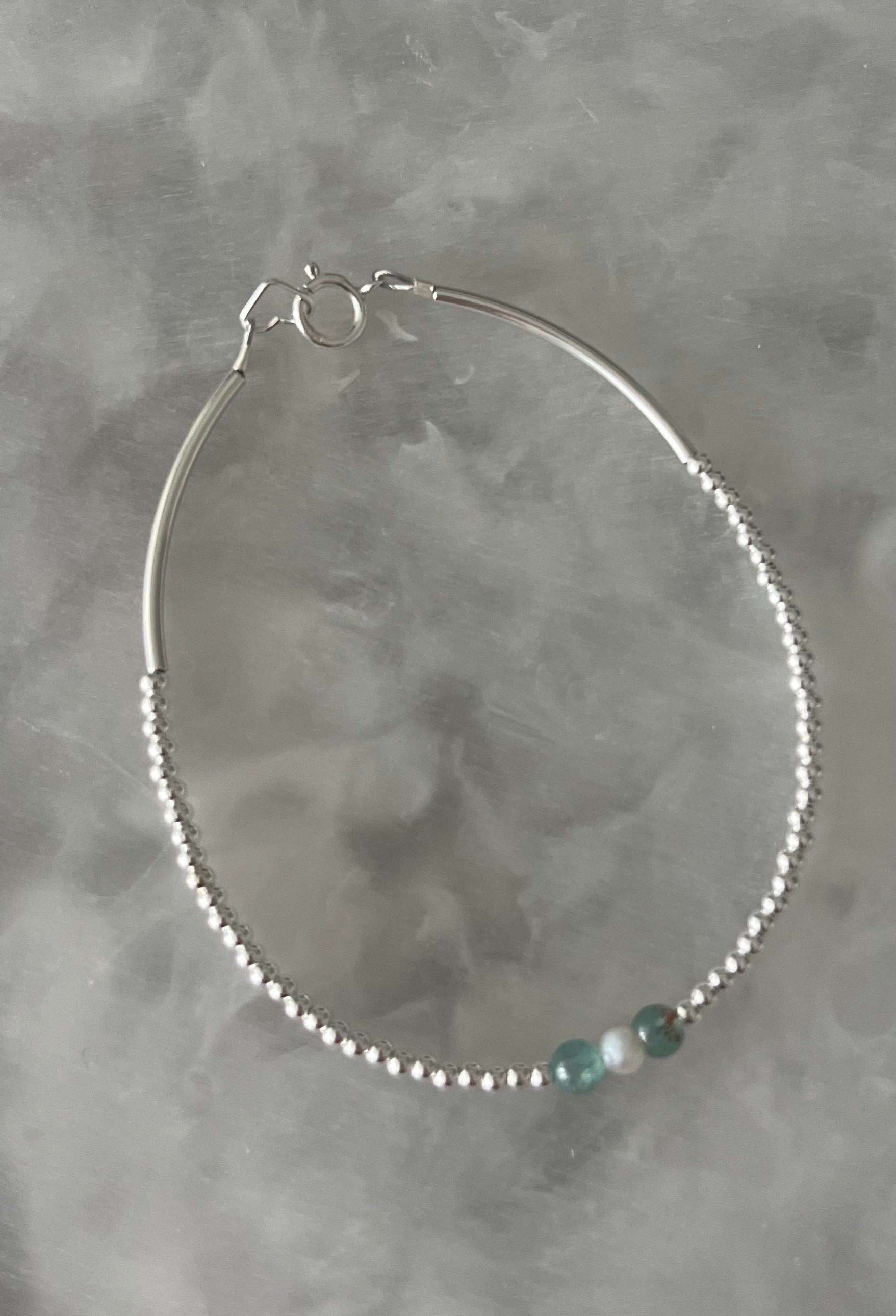 Silver Bracelet with Apetite Gemstones & Pearl