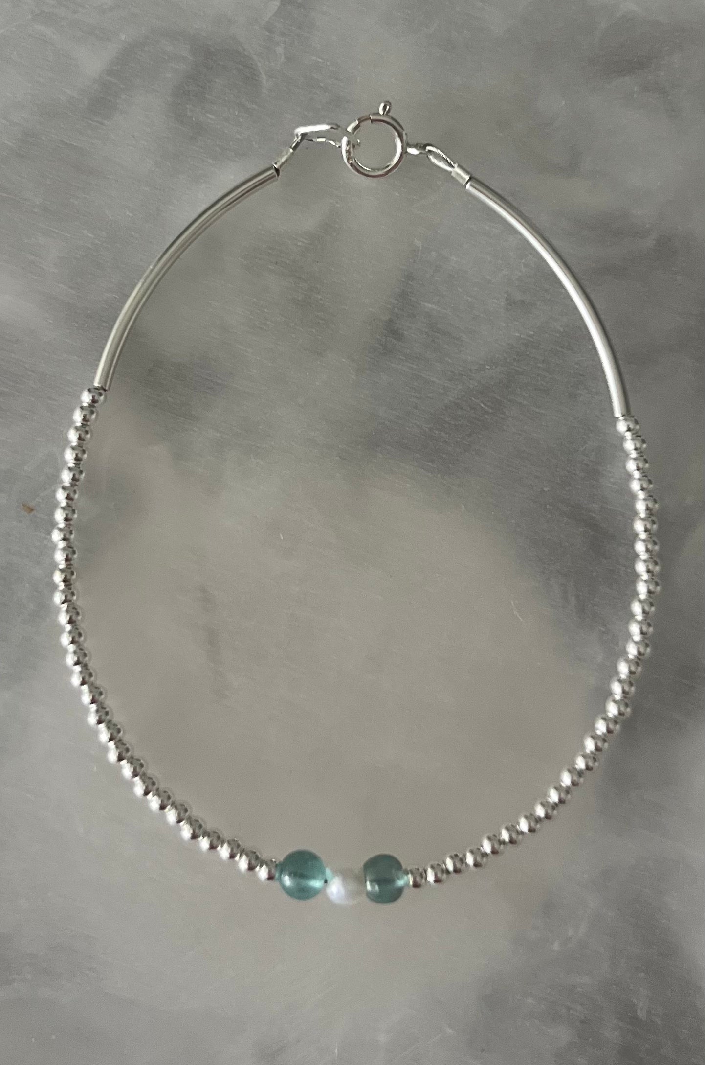 Silver Bracelet with Apetite Gemstones & Pearl