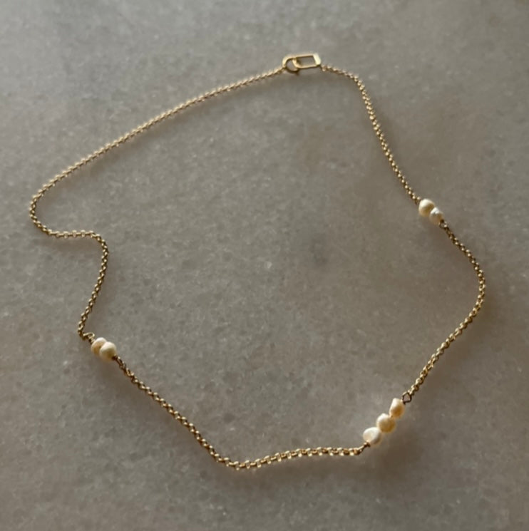 Gold Chain Mixed Pearl Designer Necklace