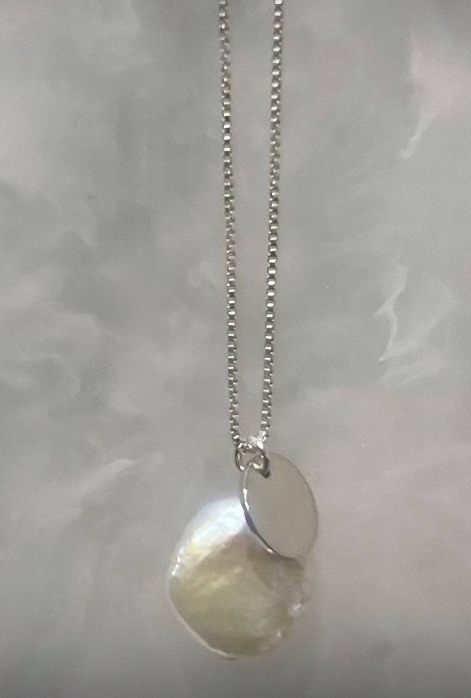 Solid Silver Necklace With Freshwater Pearl And Pendant