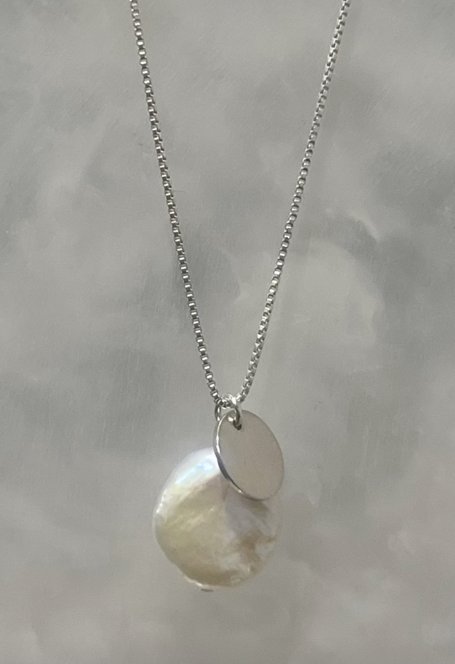 Solid Silver Necklace With Freshwater Pearl And Pendant