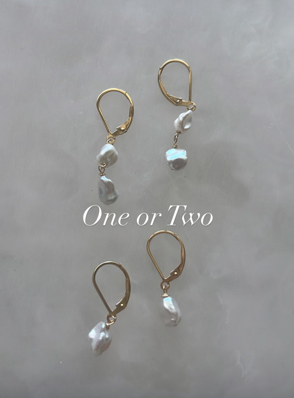 Golden Pearl Double Drop Earrings