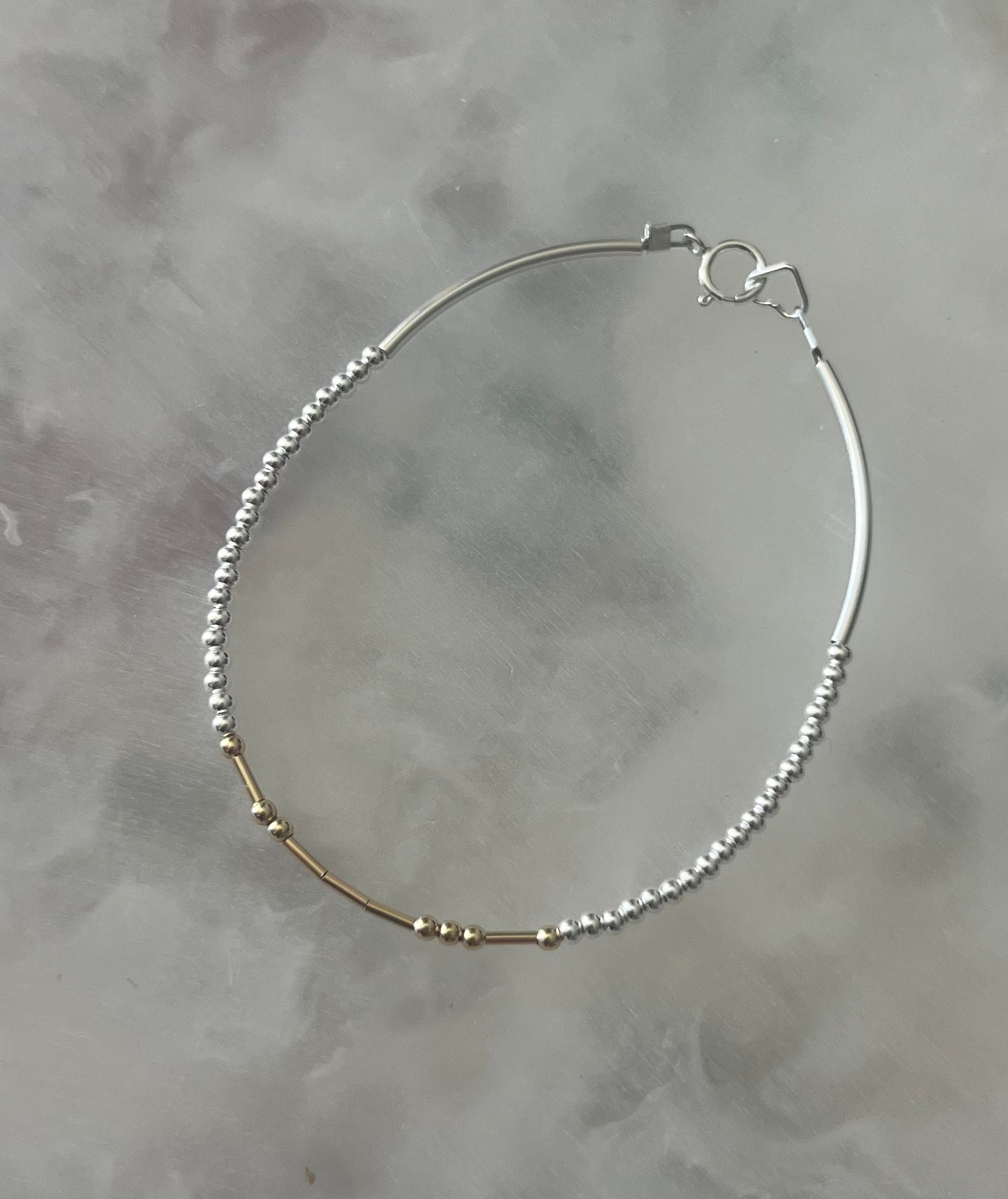 Silver And Gold Morse Code LOVE Bracelet