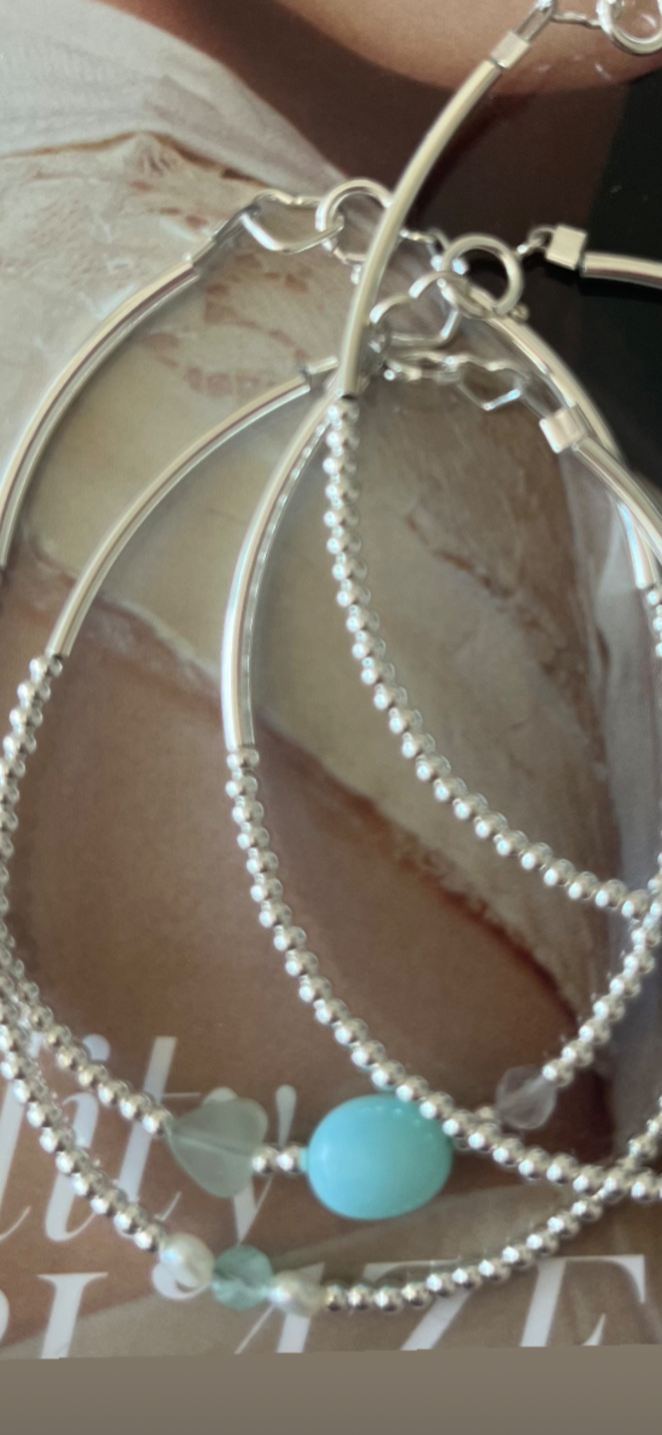 Solid Silver Three Gemstone Bracelet