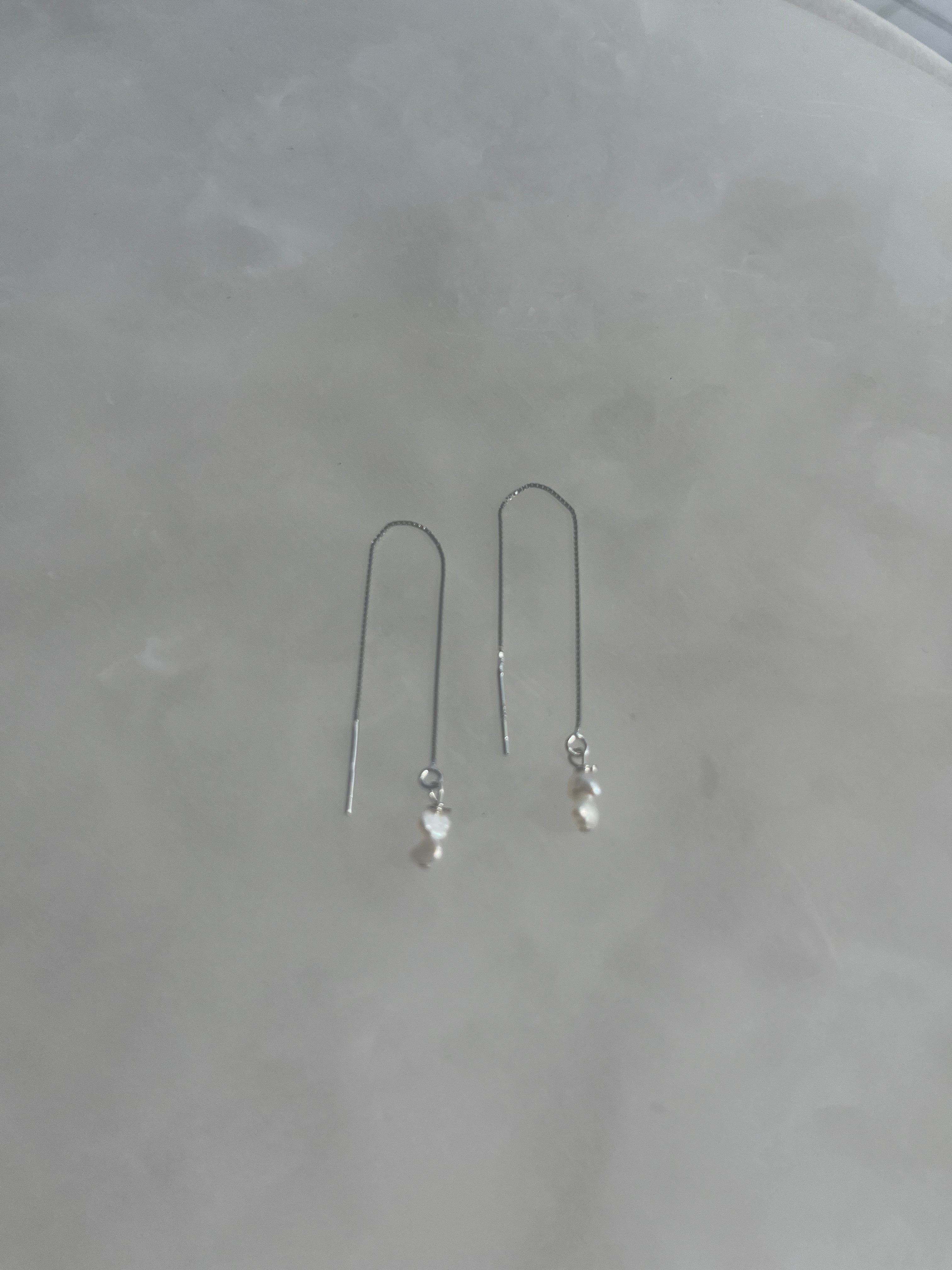 Double Freshwater Pearl Petite Thread Earrings