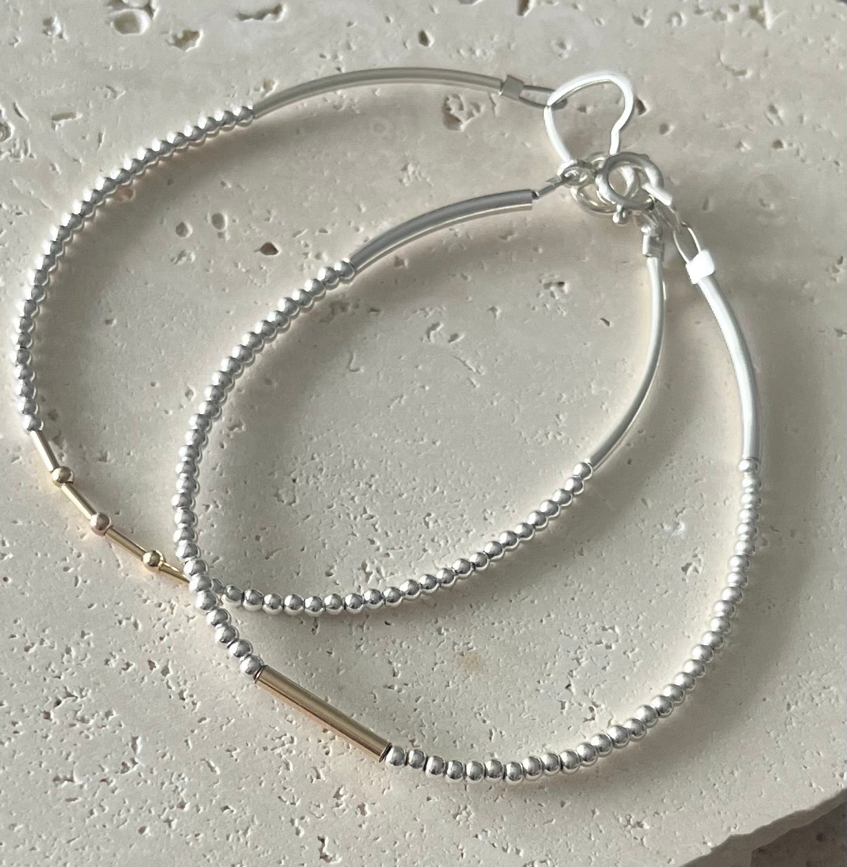 Solid Silver Gold Bar Bracelet