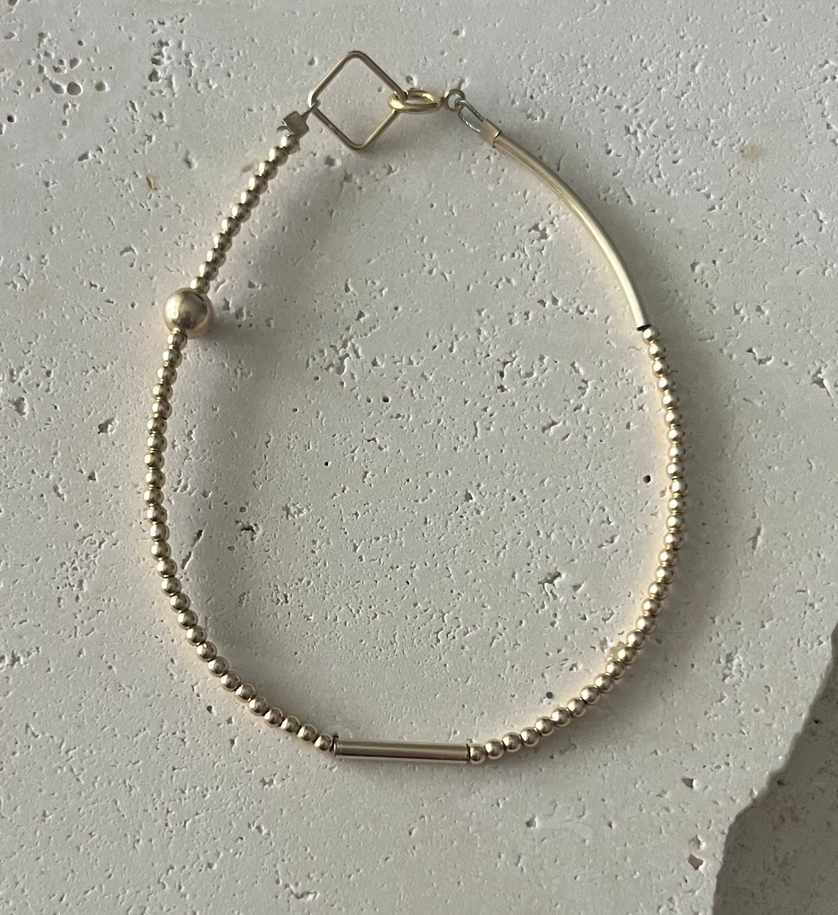 Gold Ball Bracelet With Straight Bar