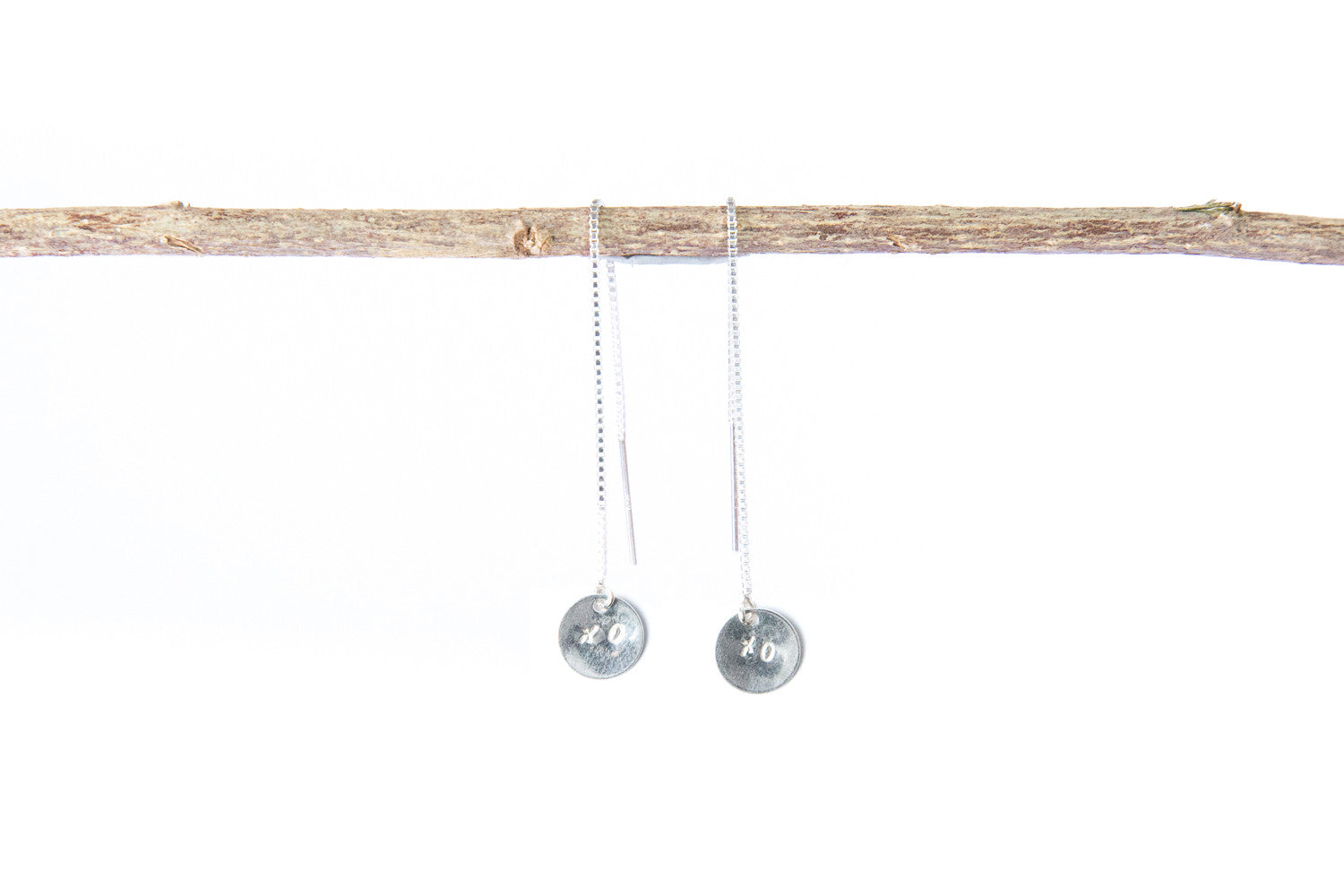 Thread earring with Silver Drop- 'XO'