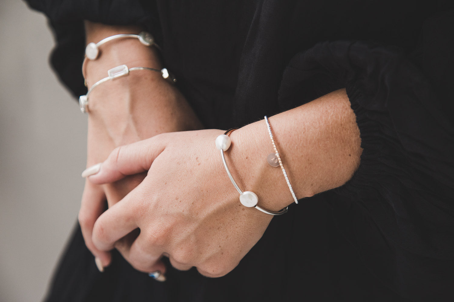 Silver ball Bracelet with Rose Gold Balls