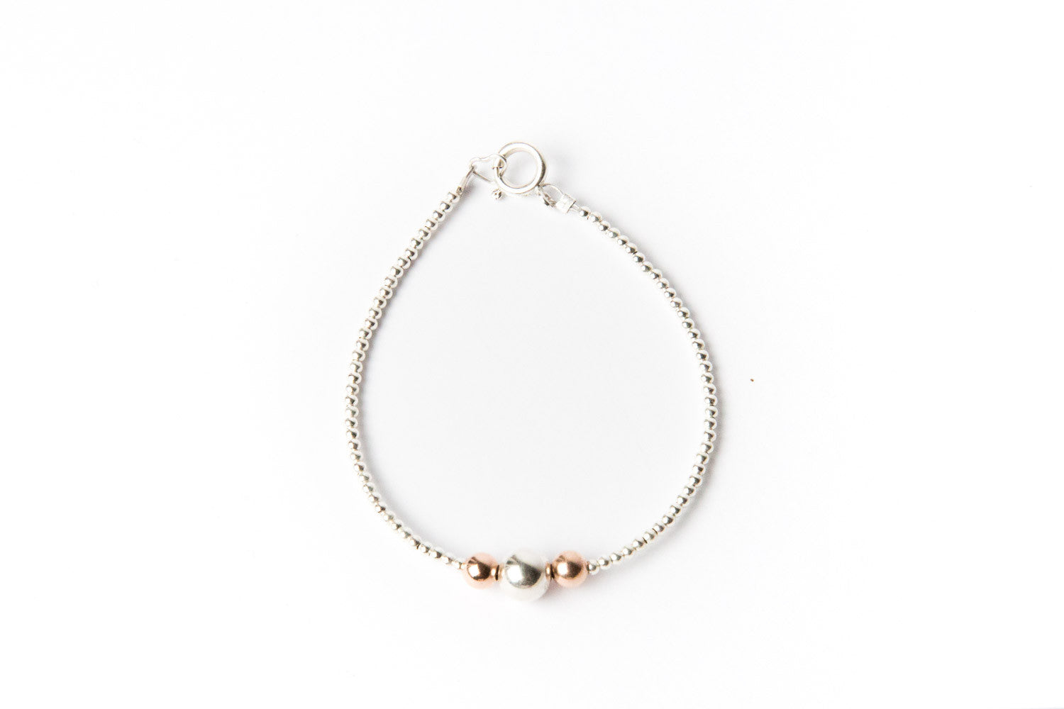 Sterling silver Rolled Gold Ball Bracelet 'Silver + Rose Gold'