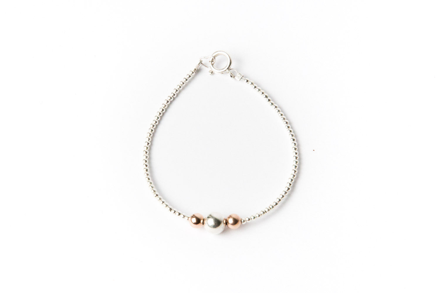 Sterling silver Rolled Gold Ball Bracelet 'Silver + Rose Gold'