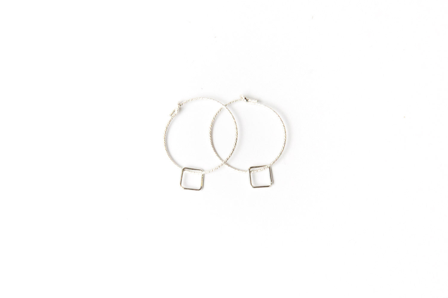 Silver Sparkle Hoops - Silver Squares