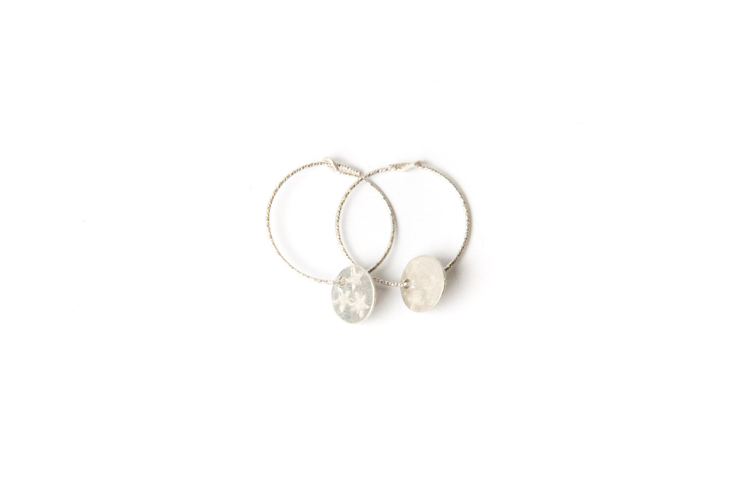 Silver Sparkle Hoops - Silver 'Stars' Disc