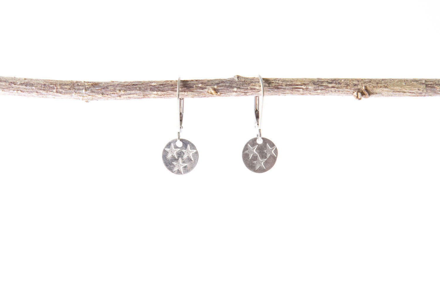 Sterling Silver "STAR" Disc Earrings