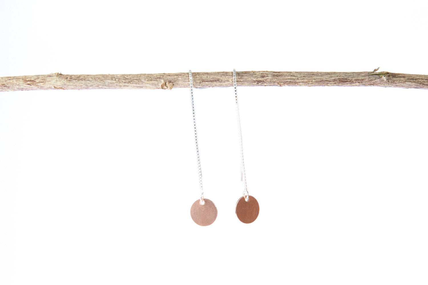 Thread earring with Rose Gold Drop