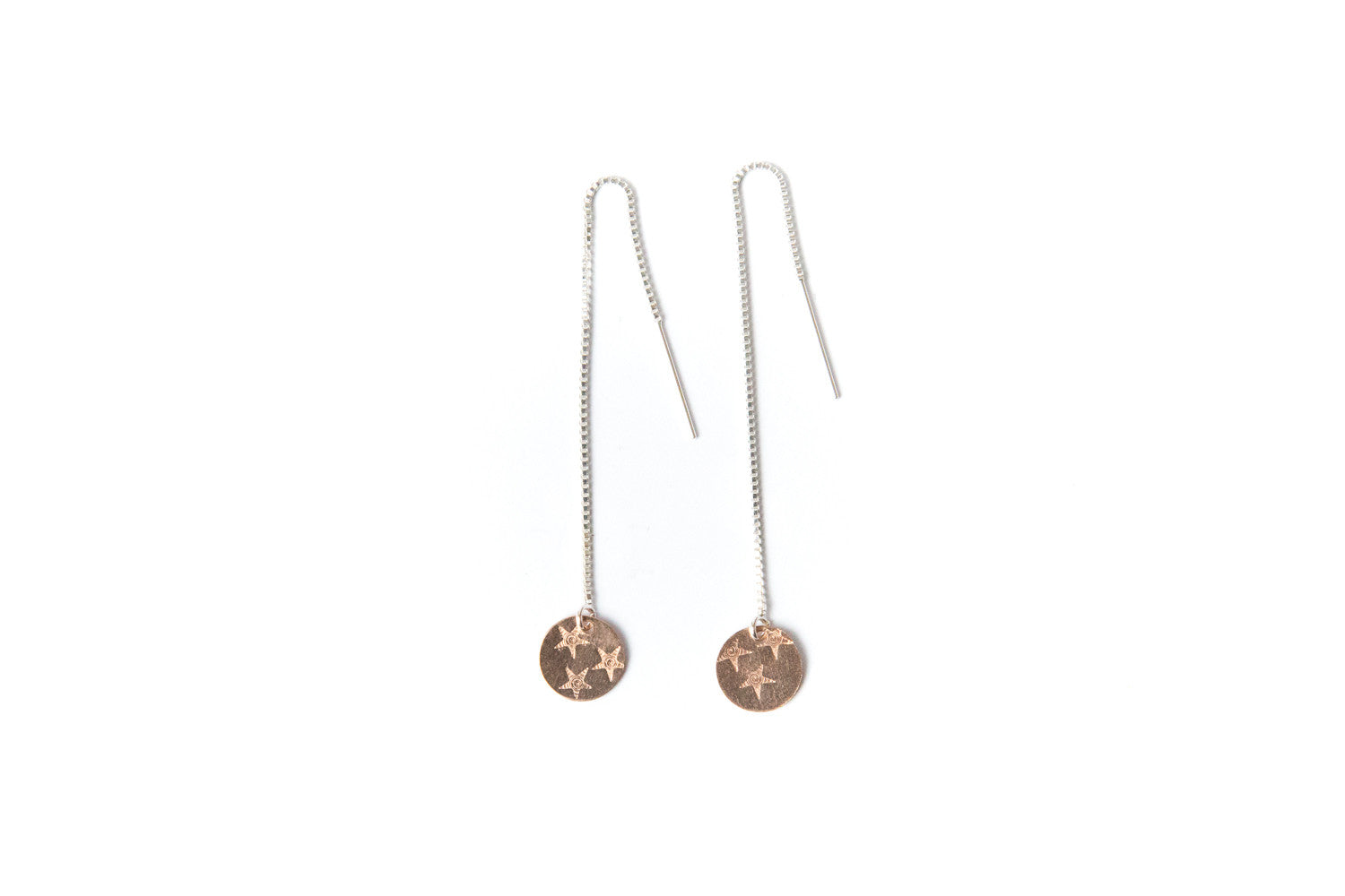 Thread earring with Gold Discs Drop 'Stars'