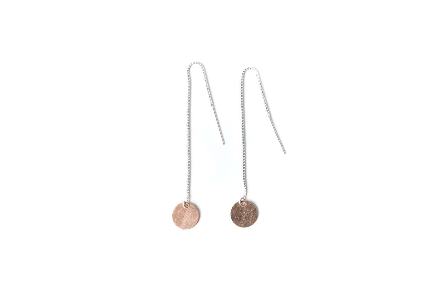 Thread earring with Rose Gold Drop