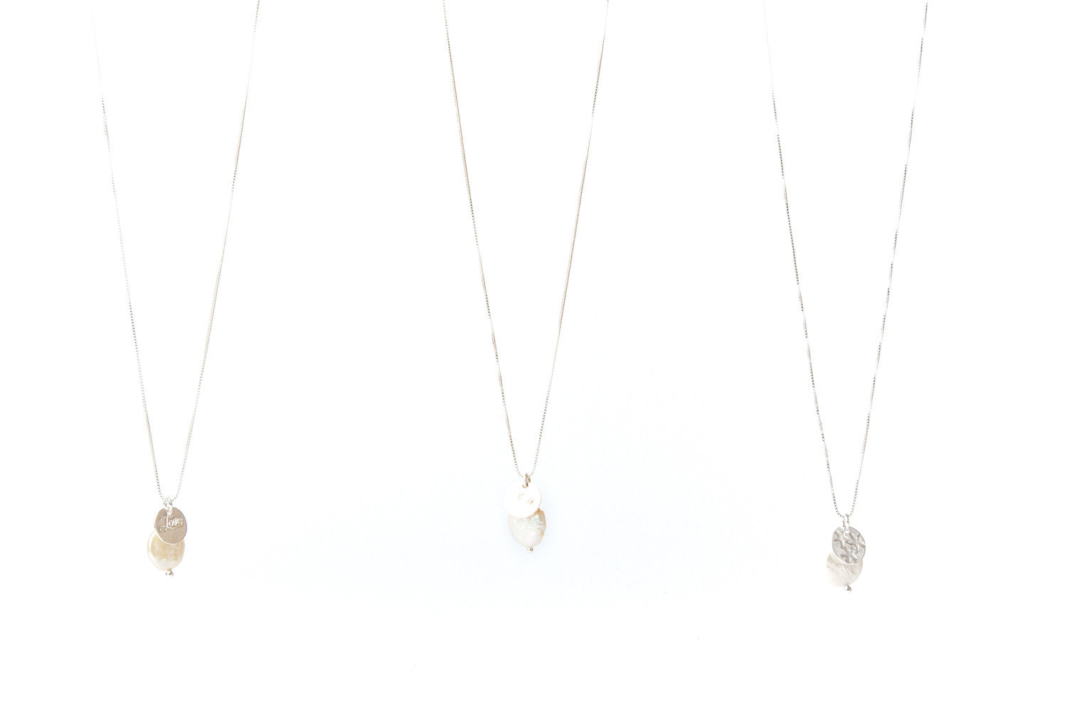 Silver Love Tag with Baroque Pearl Necklace