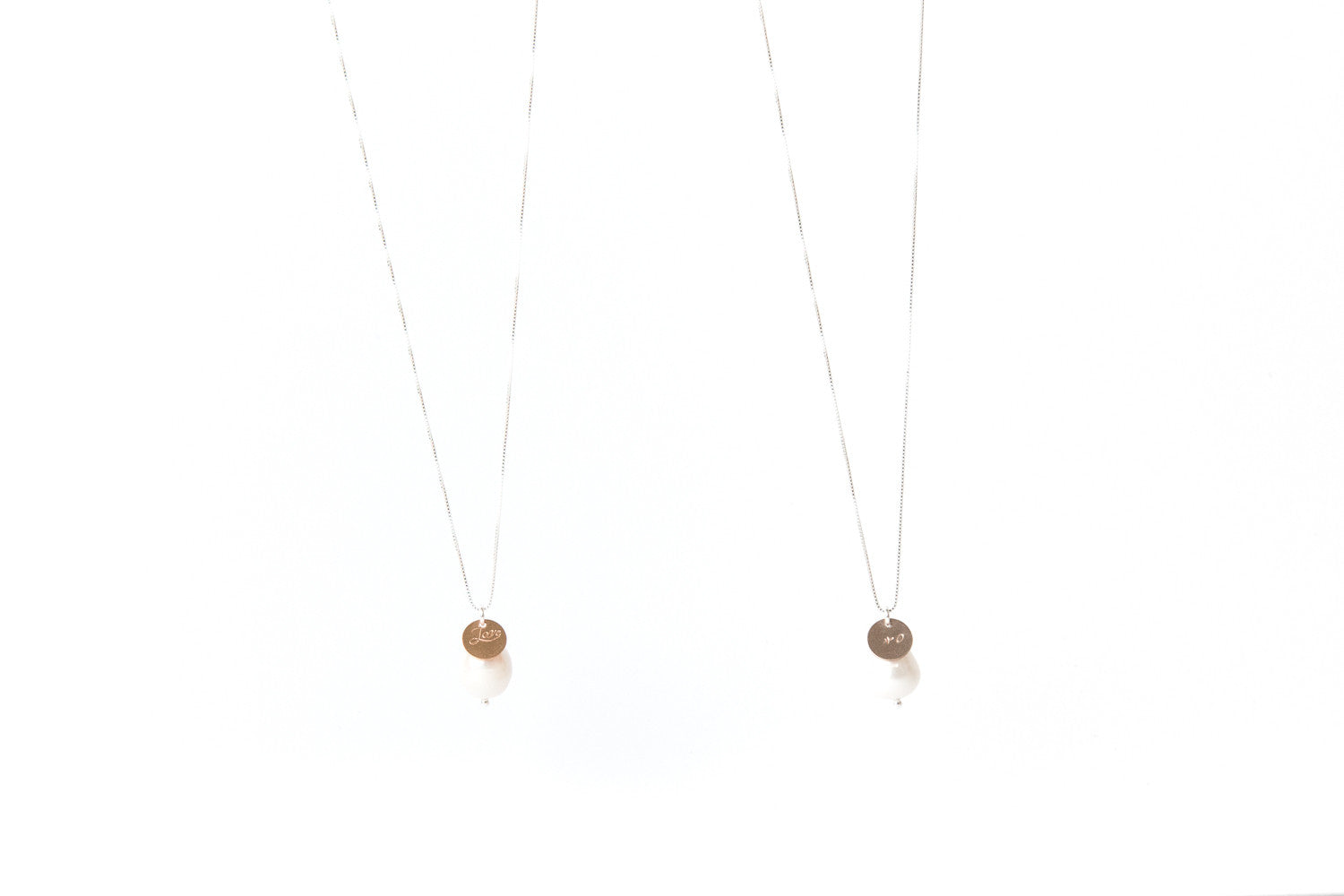 Rolled Rose Gold Love Tag with Freshwater Pearl Necklace