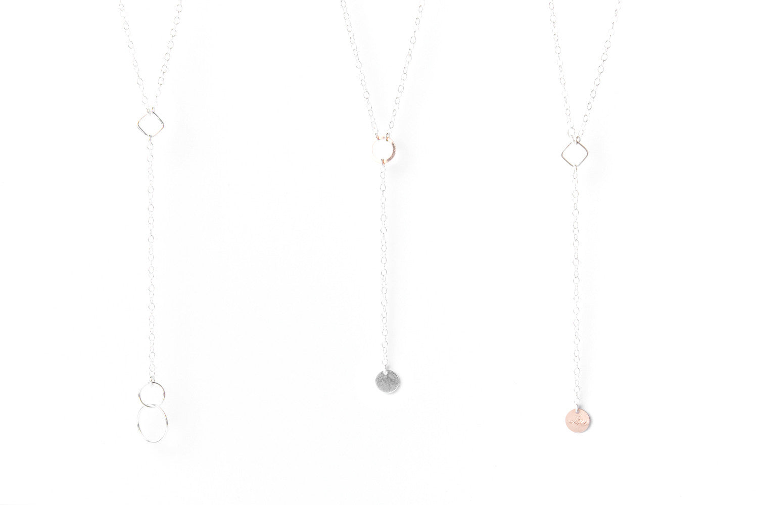 Sterling Silver Drop Necklace with Discs