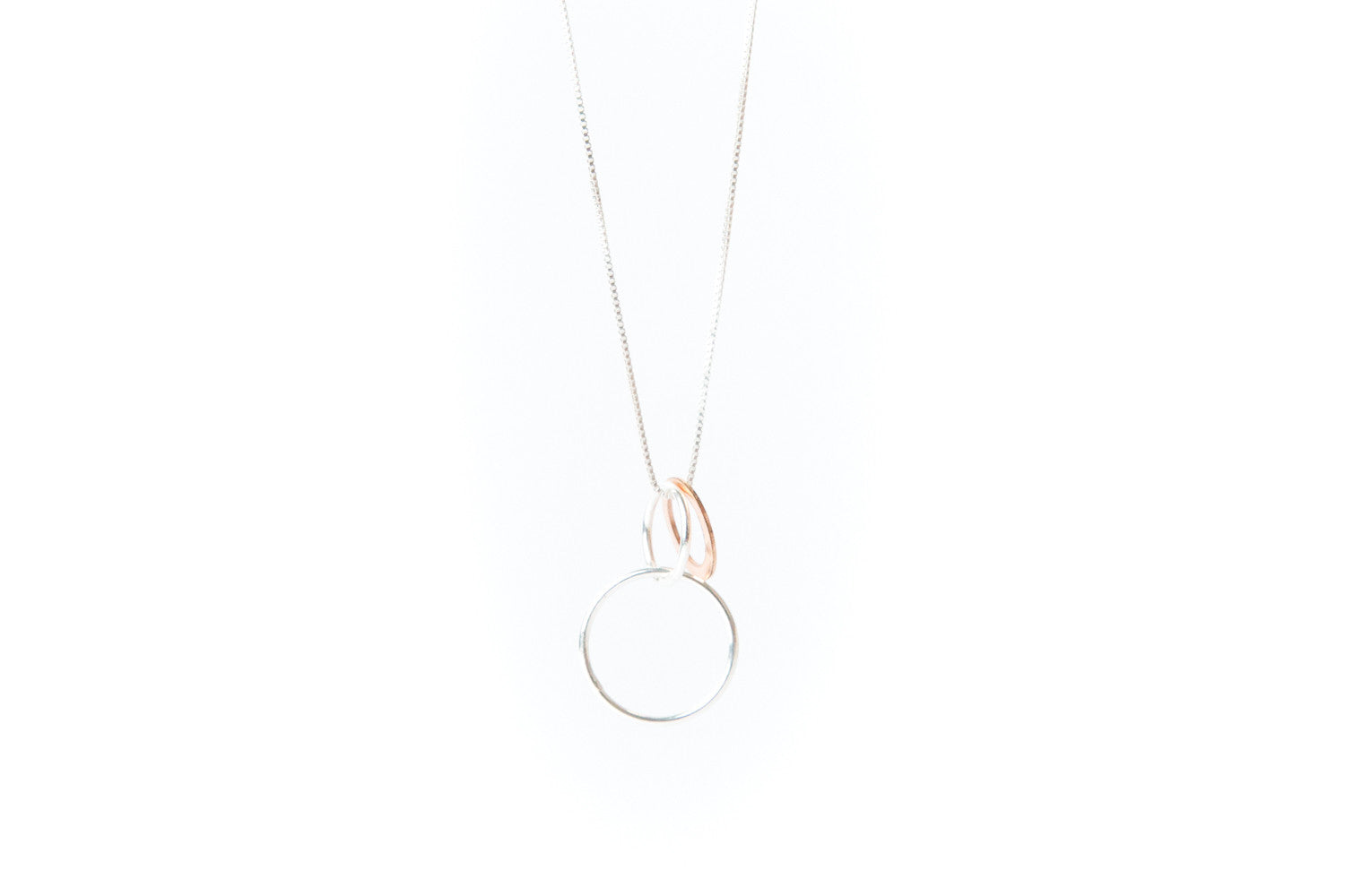 Sterling Silver Necklace With Yellow Gold & Silver Circles