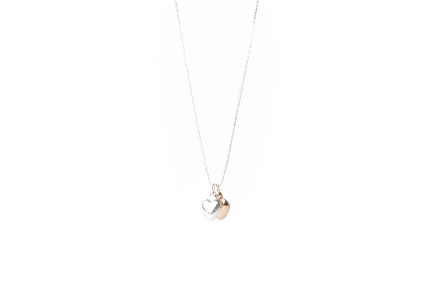Sterling Silver & Rose Gold Necklace With "HEARTS"