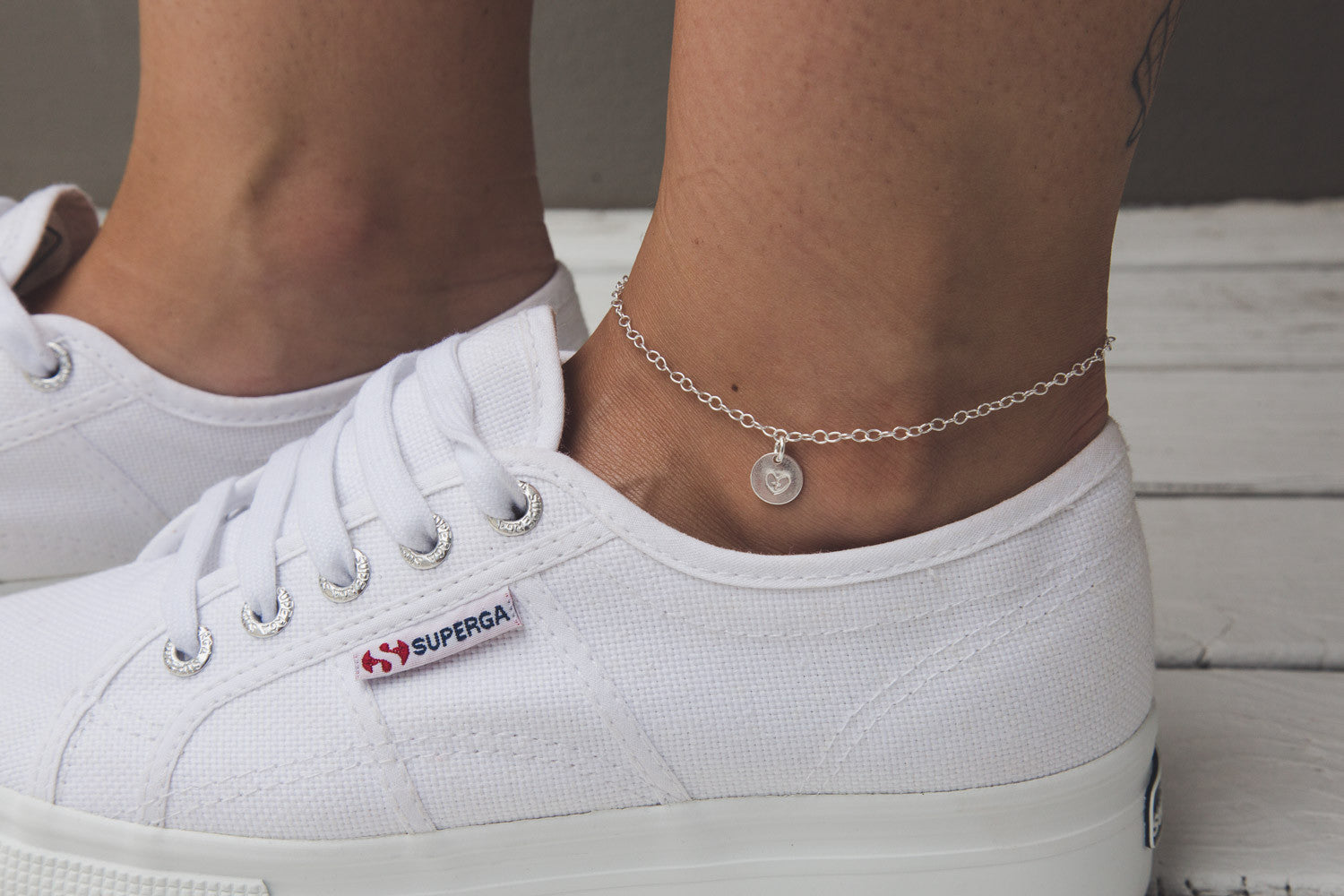 Oval Chain Anklet- 'Love Tag'
