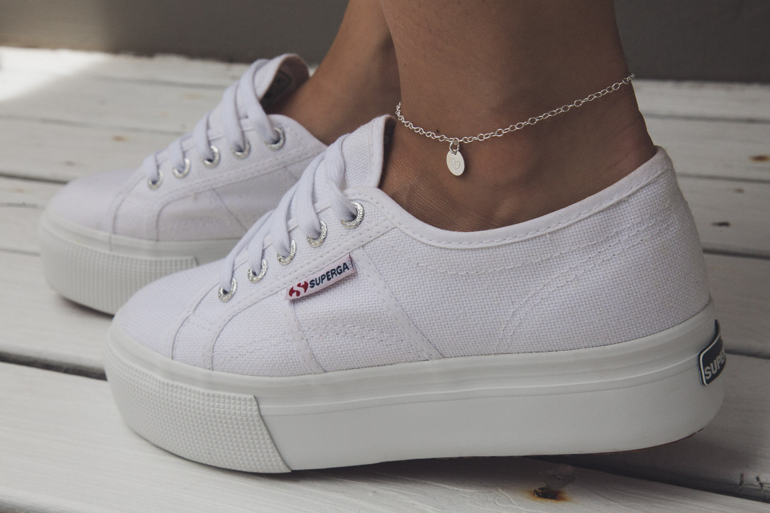 Oval Chain Anklet- 'Love Tag'
