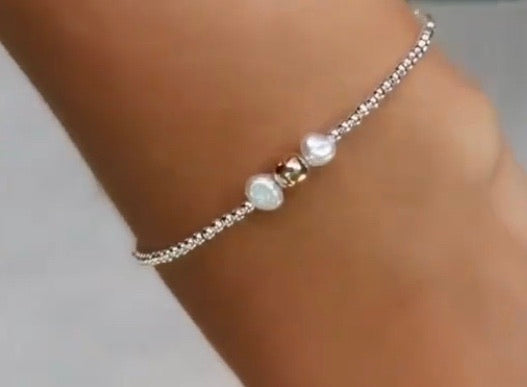 Silver 925 with rose gold ball and natural seed pearls