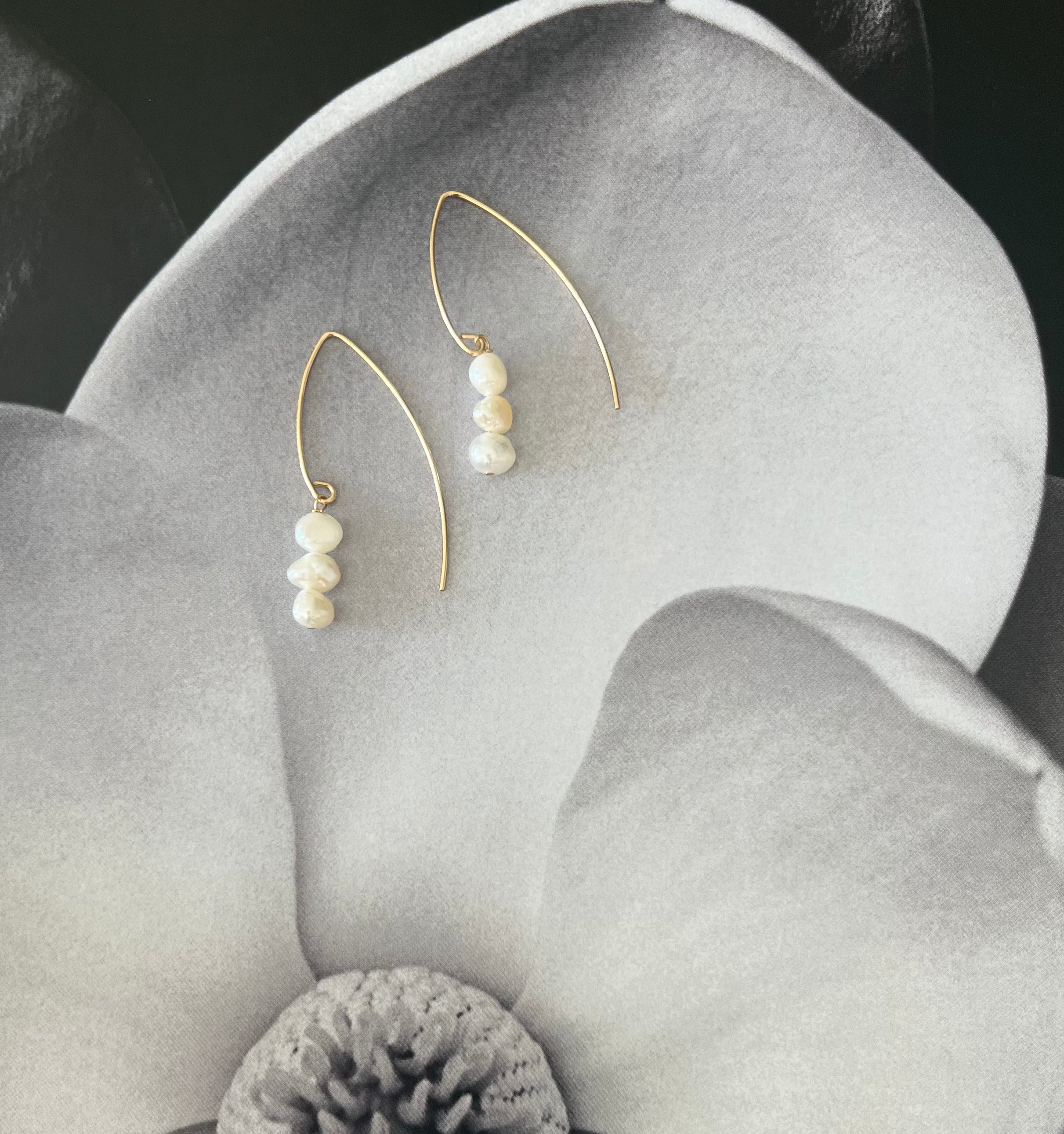 Freshwater Pearls on long hood hooks