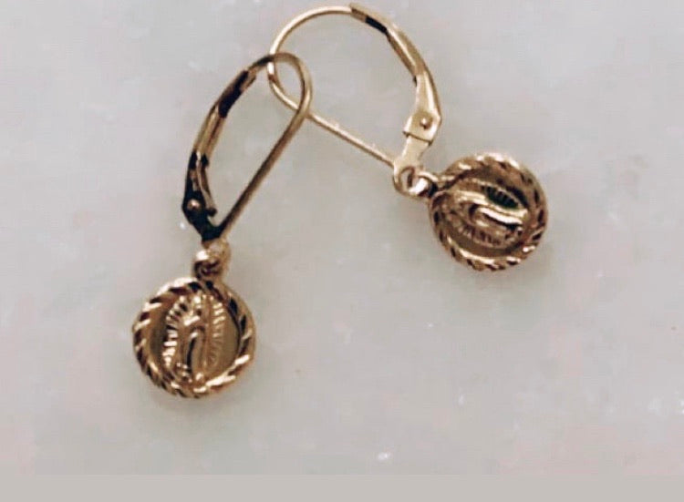 Gold female saint french hook earrings