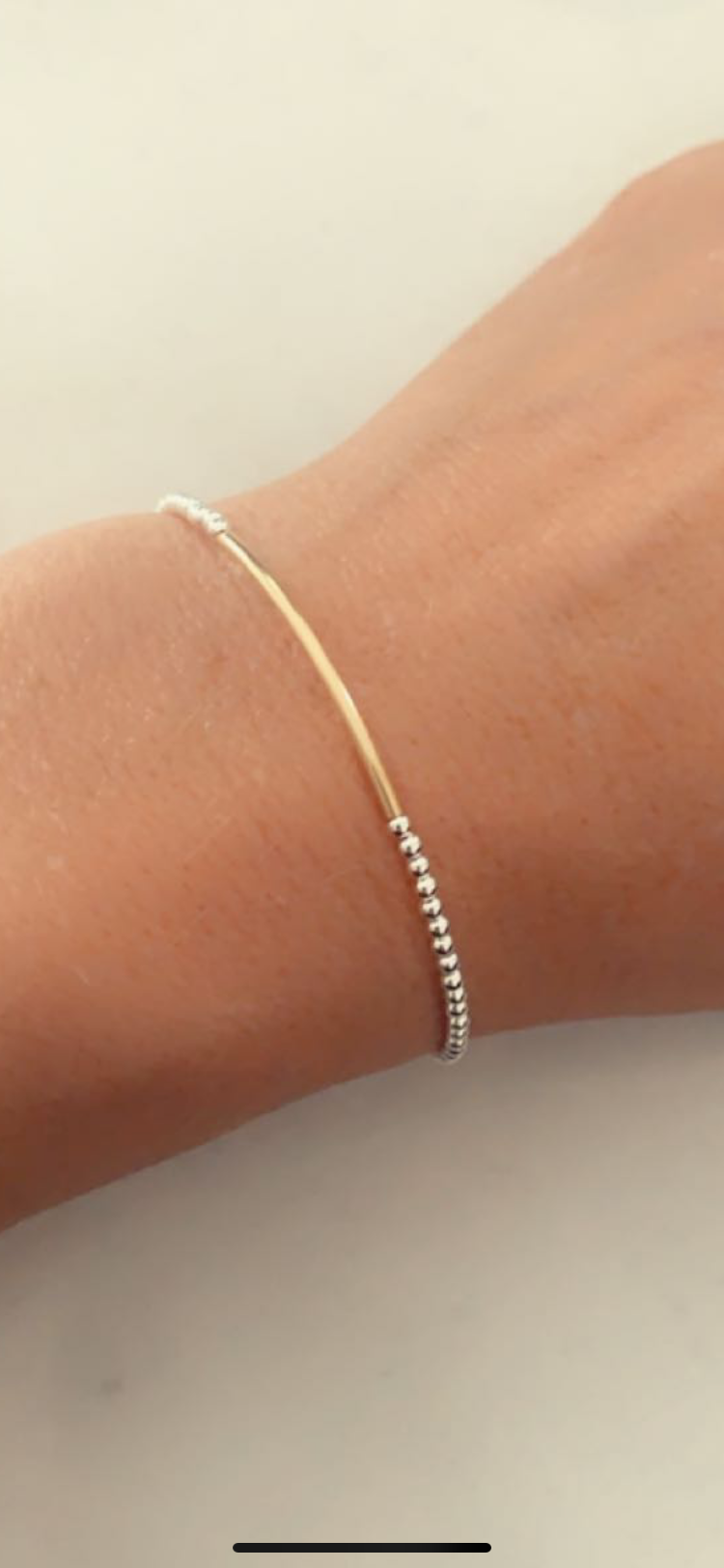 Silver and yellow gold bar bracelet