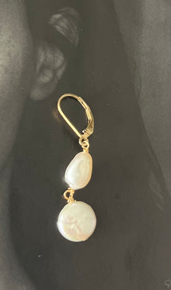 Golden Pearl Double Drop Earrings