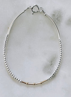 Solid Silver Petite Style Gold Bracelet