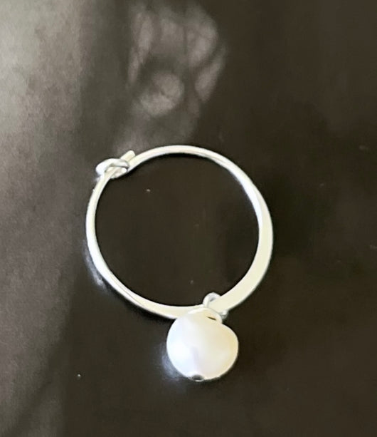 Solid Silver hoop with freshwater pearl