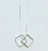 Stg. Silver & Yellow Gold Double Square Necklace