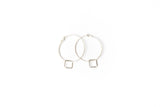 Silver Sparkle Hoops - Silver Squares
