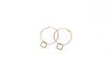 Rose Gold Sparkle Hoops With Gold Squares