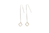 Thread earring with Gold Square Drop