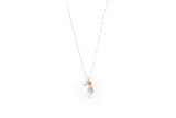 Rolled Rose Gold Love Tag with Freshwater Pearl Necklace