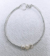 Silver 3 seed pearl single bracelet