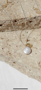 Saint medallion & freshwater pearl necklace