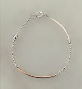 Silver and yellow gold bar bracelet